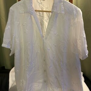 Notations White Embroidered Button-Down Shirt
